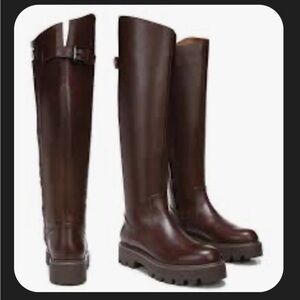 Franco Sarto Women's Tall Lug Sole Riding Boots in Dark Reddish Brown NWT NO BOX